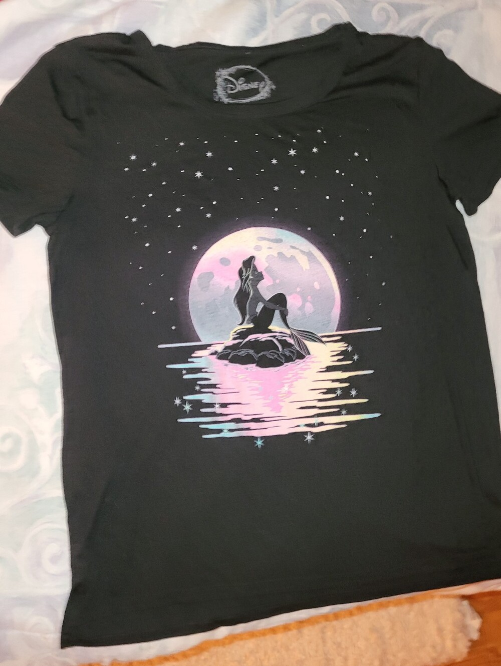 Disney The Little Mermaid Tee with Pastel Moonlit Ariel Graphic, Size M